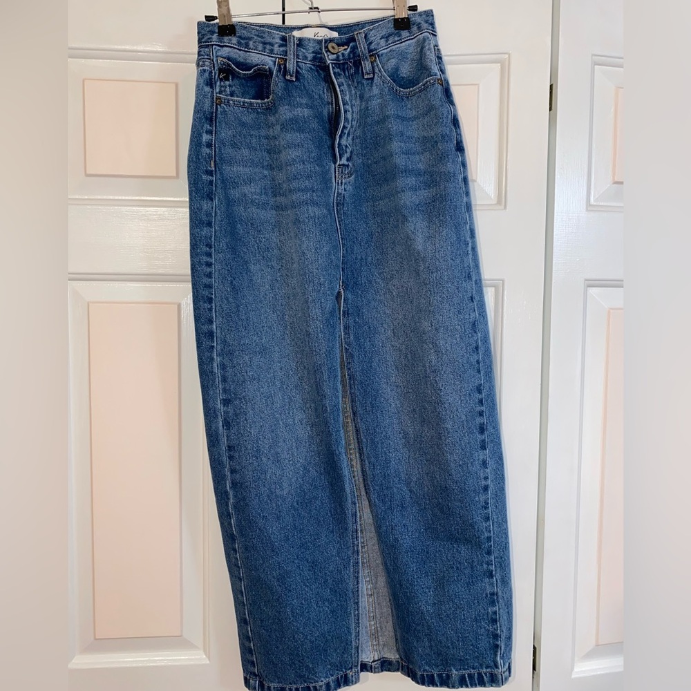 KanCan Women's Blue Denim Maxi Skirt